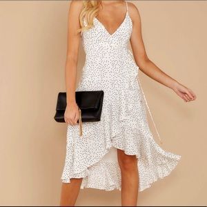Francesca’s White Polka-Dot Wrap Dress